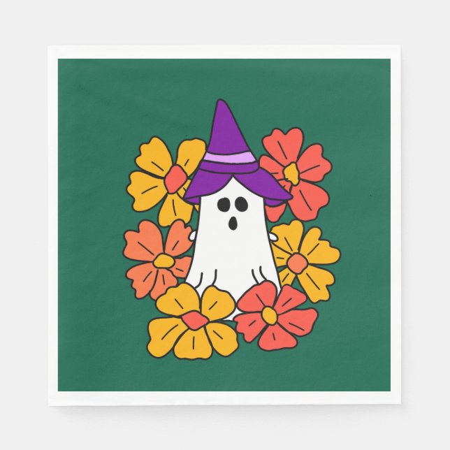 Cute Halloween Ghost Flower WAN Pappersservett (Framsidan)