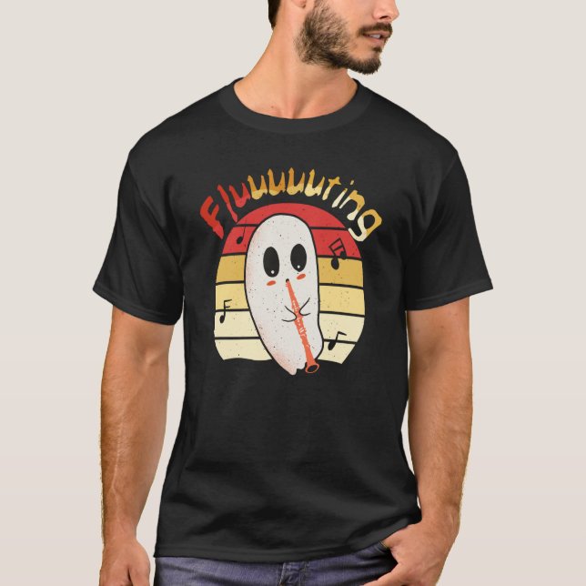 Cute & Halloween Ghost Flute & Fluting 4 T Shirt (Framsida)