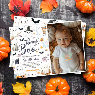 Cute Halloween Ghost Födelsedagsfest Photo Tack Kort