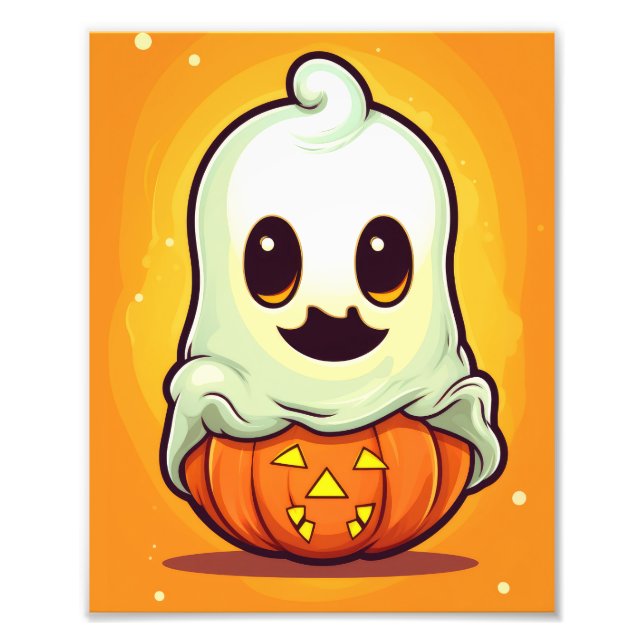 Cute Halloween Ghost Fototryck (Framsidan)