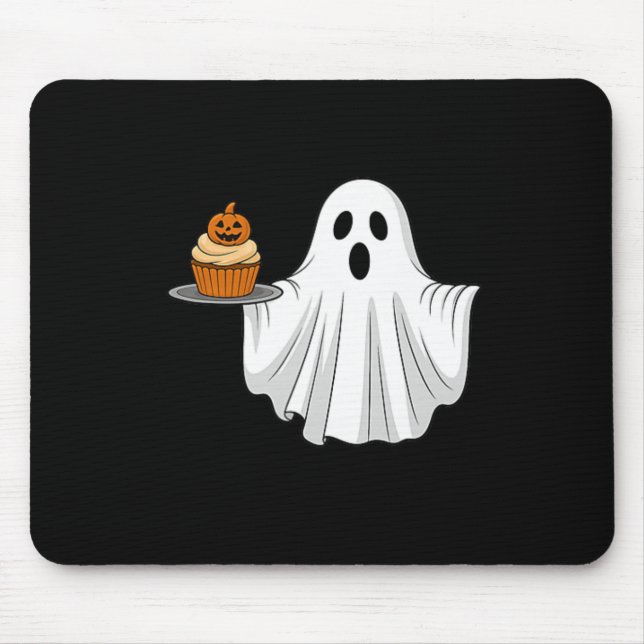 Cute Halloween Ghost Holding Pumpkin Cupkake Pocke Musmatta (Framsidan)