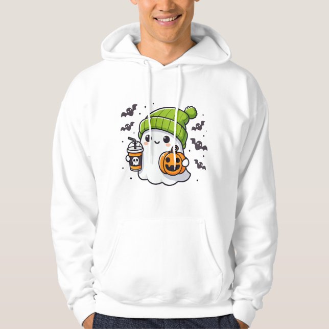 Cute Halloween Ghost Hoodie (Framsida)