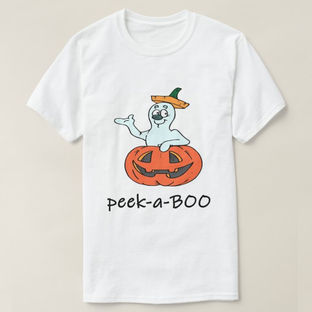 Cute Halloween Ghost Jack o lantern Peek A Boo T Shirt (Design framsida)