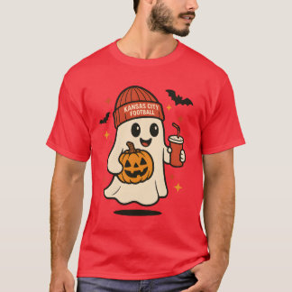 Cute Halloween Ghost KANSAS CITY FOOTBALL med Pum T Shirt