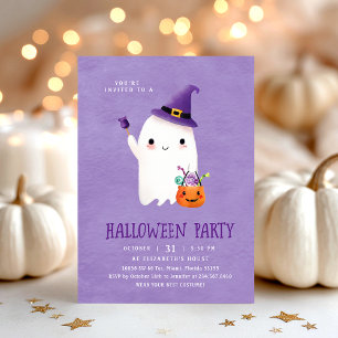 Cute Halloween Ghost Kids Party Inbjudningar