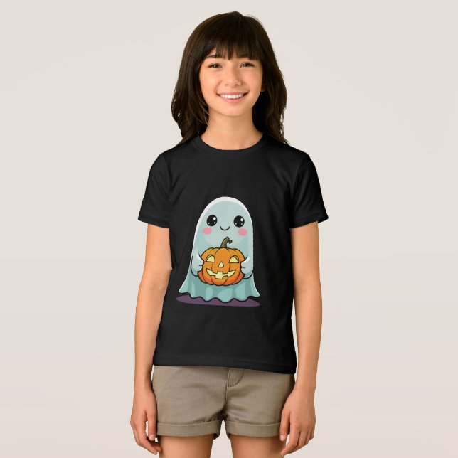 Cute Halloween Ghost Kids T-Shirt Adsible (Framsida Full)