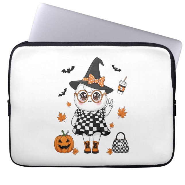 Cute Halloween Ghost Laptop Fodral (Framsidan)