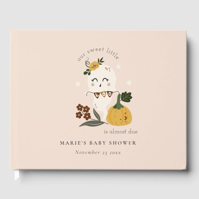 Cute Halloween  Ghost Little Boo Baby Shower Gästböcker (Framsida)