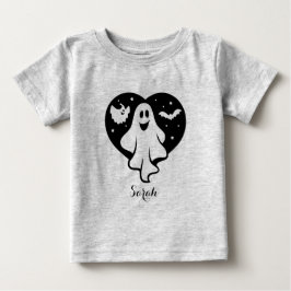 Cute Halloween Ghost med hjärta och Fladdermus T Shirt