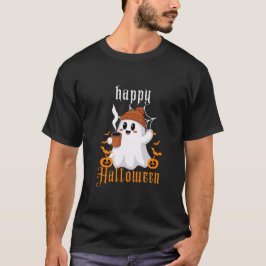Cute Halloween Ghost med kaffe T Shirt