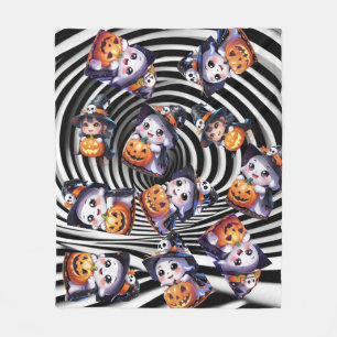 Cute Halloween Ghost med Pumpkin Fleecefilt