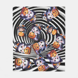 Cute Halloween Ghost med Pumpkin Fleecefilt