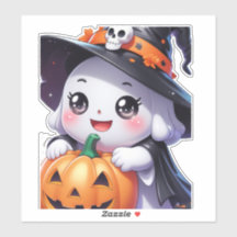 Cute Halloween Ghost med Pumpkin