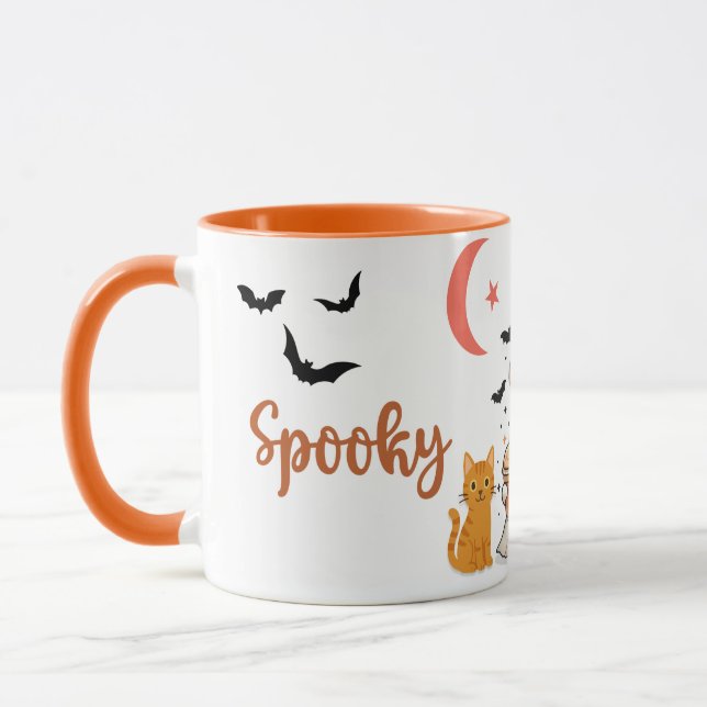 Cute Halloween Ghost med Pumpkin Spice Coffee Mugg (Vänster)