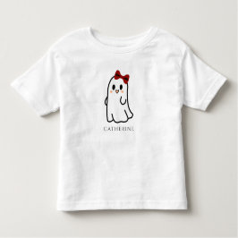 Cute Halloween Ghost med rött strå T Shirt