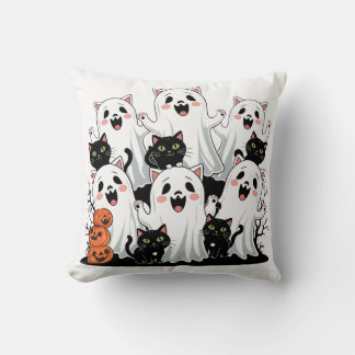 Cute Halloween Ghost och Black Cat Dekorativ kudde