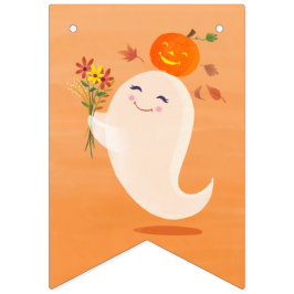 Cute Halloween Ghost och Flowers Vimplar
