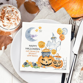 Cute Halloween Ghost och Jack o lantern Pumpkin Pappersservett