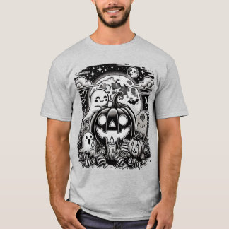 Cute Halloween Ghost och Pumpkin T-Shirt