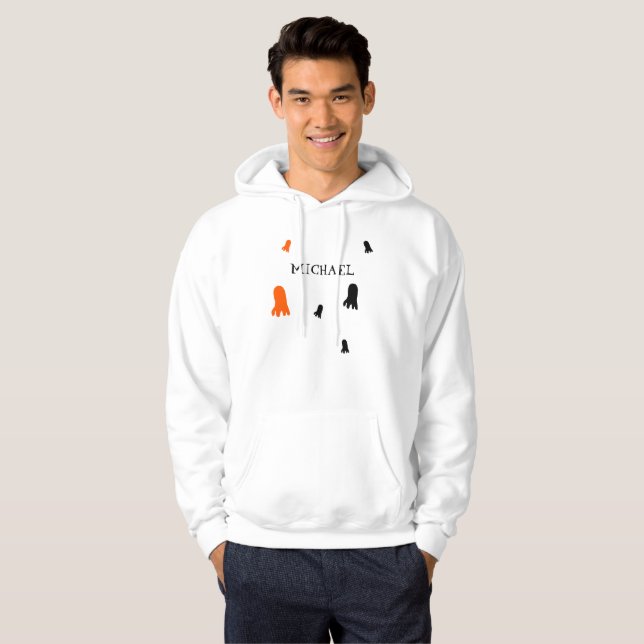 Cute Halloween Ghost Orange, Black Personlig Hoodie (Hel framsida)