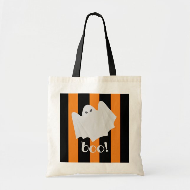 Cute Halloween Ghost Orange + Black Trick eller Tr Tygkasse (Framsidan)