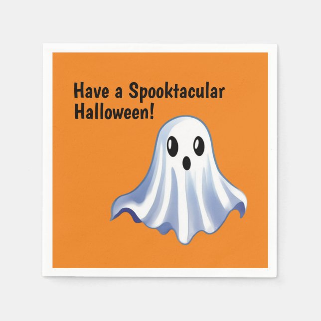 Cute Halloween Ghost Pappra Napkins Pappersservett (Framsidan)