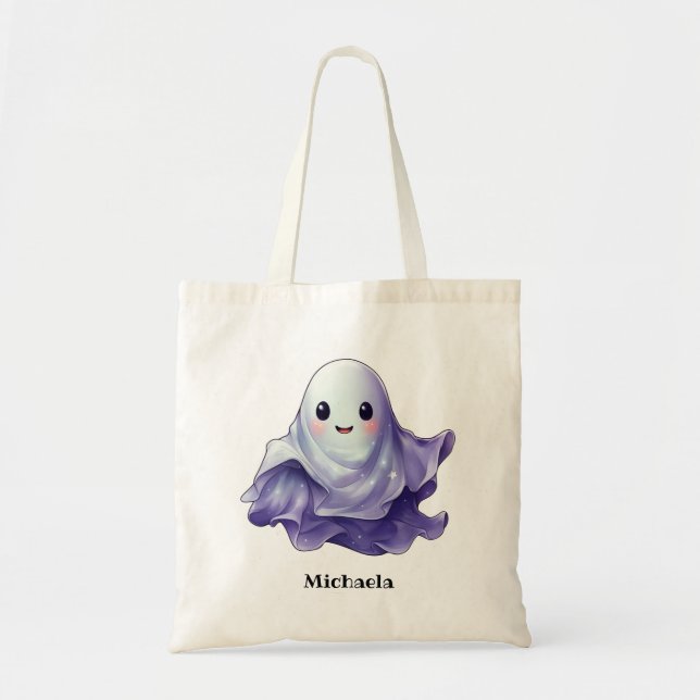 Cute Halloween Ghost Personlig Namn Tygkasse (Framsidan)