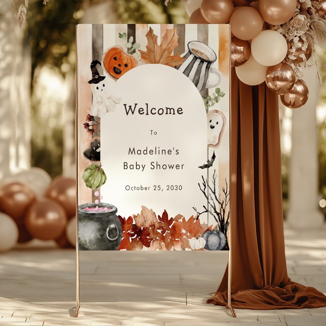 Cute Halloween Ghost Pumpkin Baby Shower Welcome Poster (Skapare uppladdad)