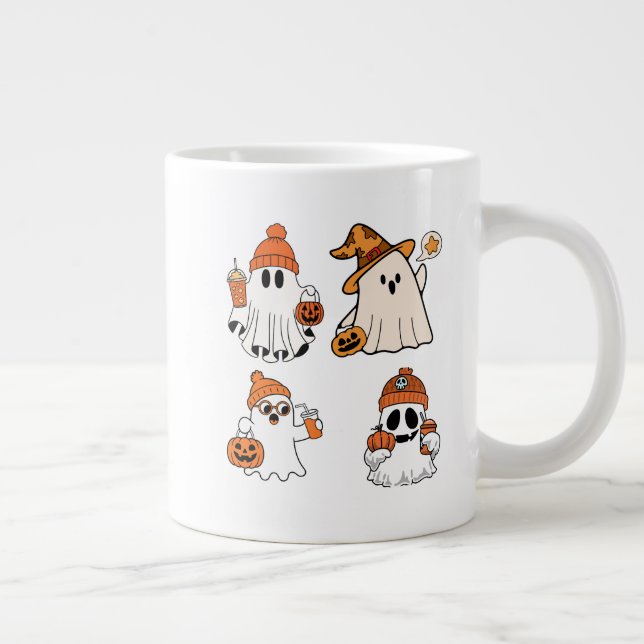Cute Halloween Ghost Pumpkin Design Jumbo Mugg (Höger)