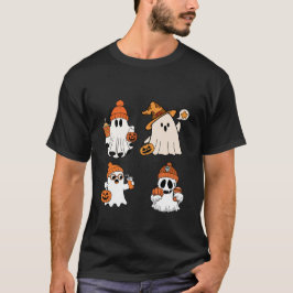Cute Halloween Ghost Pumpkin Design T Shirt