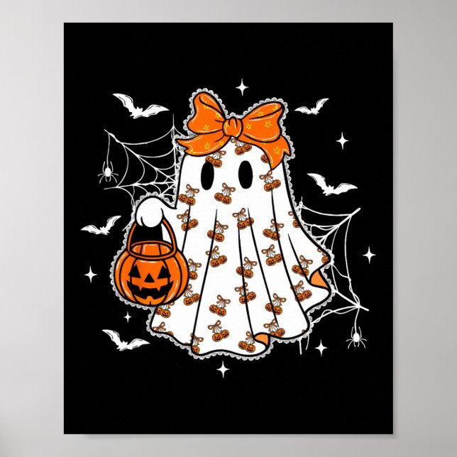 Cute Halloween Ghost Pumpkin Girl Coquette Spooky Poster (Framsidan)