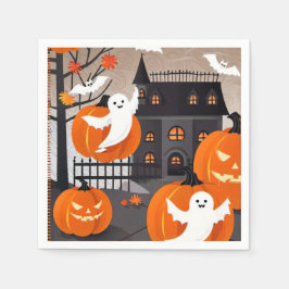Cute Halloween Ghost & Pumpkin Party Decor Pappersservett