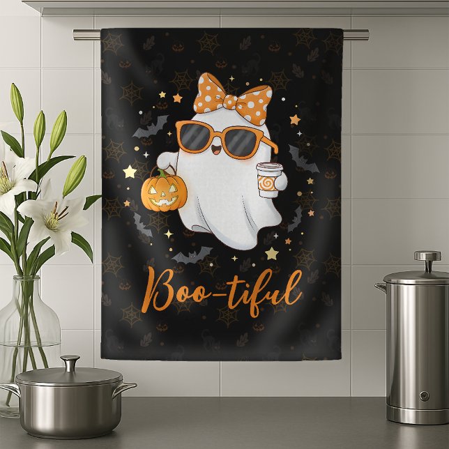 Cute Halloween Ghost Pumpkin Spice Personlig Kökshandduk (Skapare uppladdad)