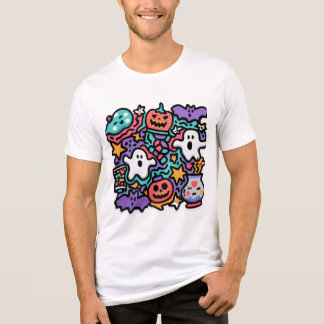 Cute Halloween Ghost & Pumpkin Tecknad Doodle T-Sh T Shirt