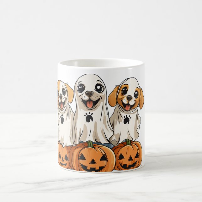 Cute Halloween Ghost Puppies Mugg (Center)