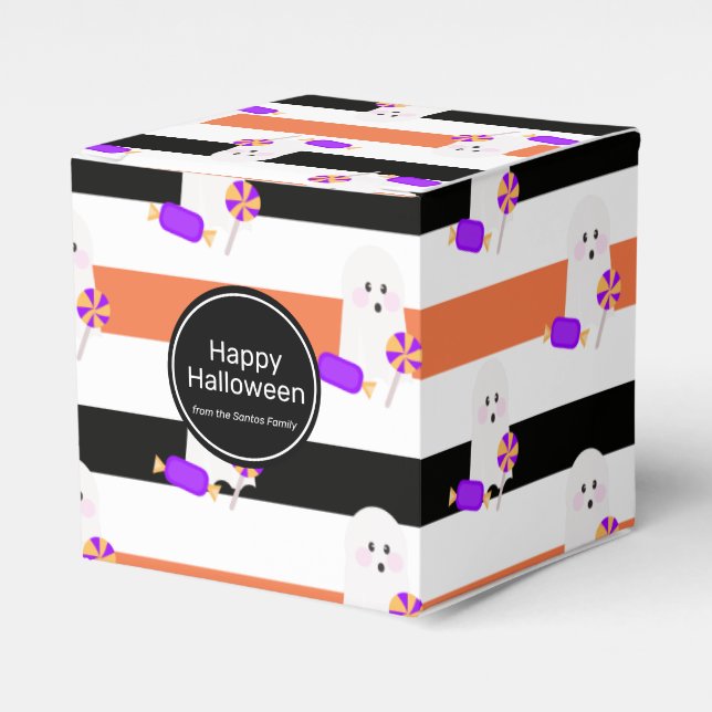 Cute Halloween Ghost Rand Bus eller godis Candy Presentaskar (Framsidan Sidan)