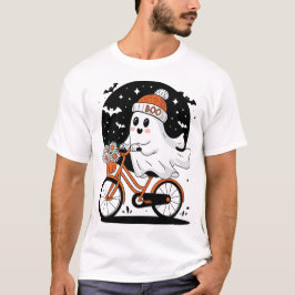 Cute Halloween Ghost Riding Bicycle Halloween T Shirt