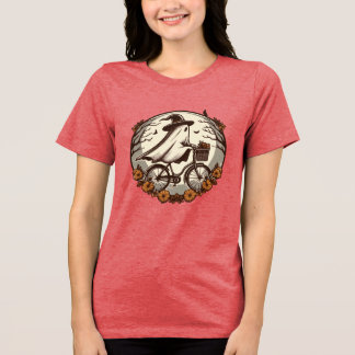 Cute Halloween Ghost Riding Bicycle T Shirt