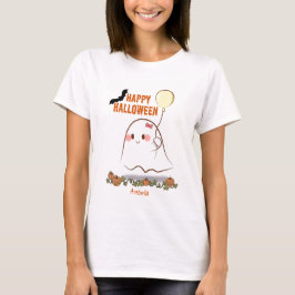 Cute Halloween Ghost som innehar en ballonflicka N T Shirt