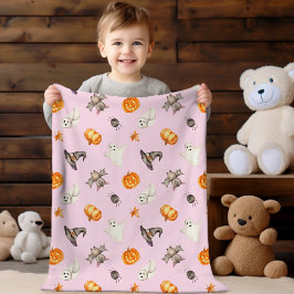 Cute Halloween Ghost Spider Hat Watercolor Mönster Fleecefilt