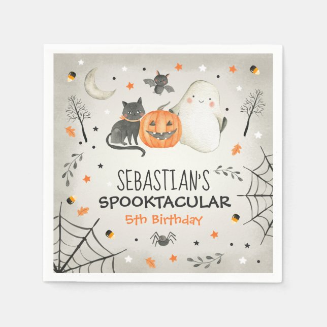 Cute Halloween Ghost Spooktacular Birthday Decor Pappersservett (Framsidan)