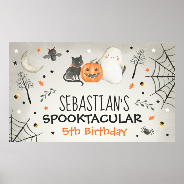 Cute Halloween Ghost Spooktacular Birthday Poster (Framsidan)
