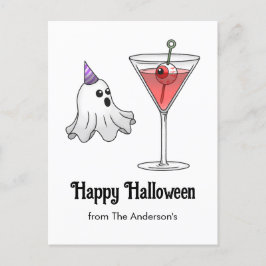 Cute Halloween Ghost & Spooky Cocktail Helg Vykort