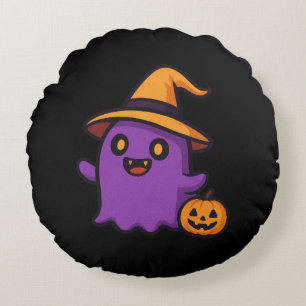 Cute Halloween Ghost Sticker Rund Kudde