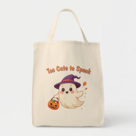 Cute Halloween Ghost Tote Bag "För cute to Spook" Tygkasse