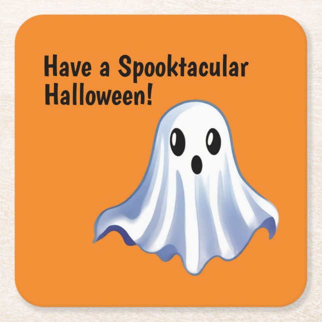 Cute Halloween Ghost Underlägg Papper Kvadrat (Framsidan)