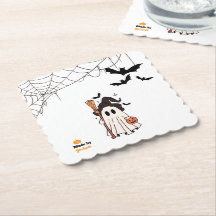 Cute Halloween Ghost Witch med Broom och Pumpkin