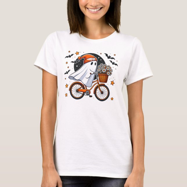 Cute Halloween Ghost Womens Halloween T Shirt (Framsida)