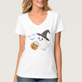 Cute Halloween Ghost Women's V-Nacke T-Shirt