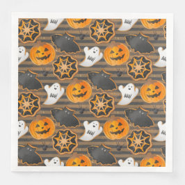 CUTE HALLOWEEN GHOSTS BATS SPIDER WEBS PUMPKINS PAPPERSSERVETT